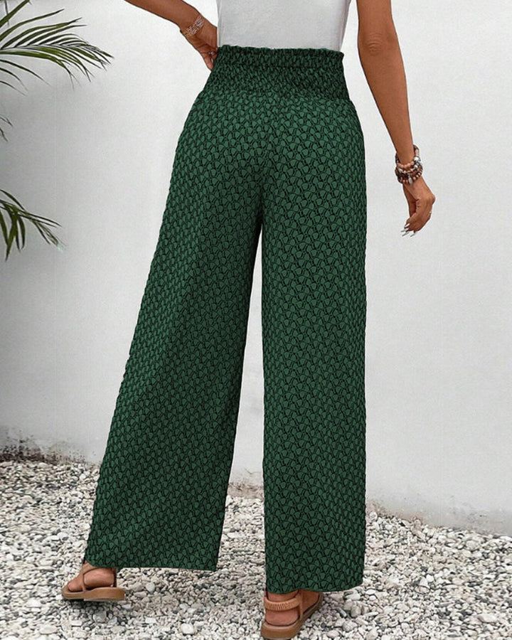 Pantalon large à cordon élastiqué à imprimé géométrique