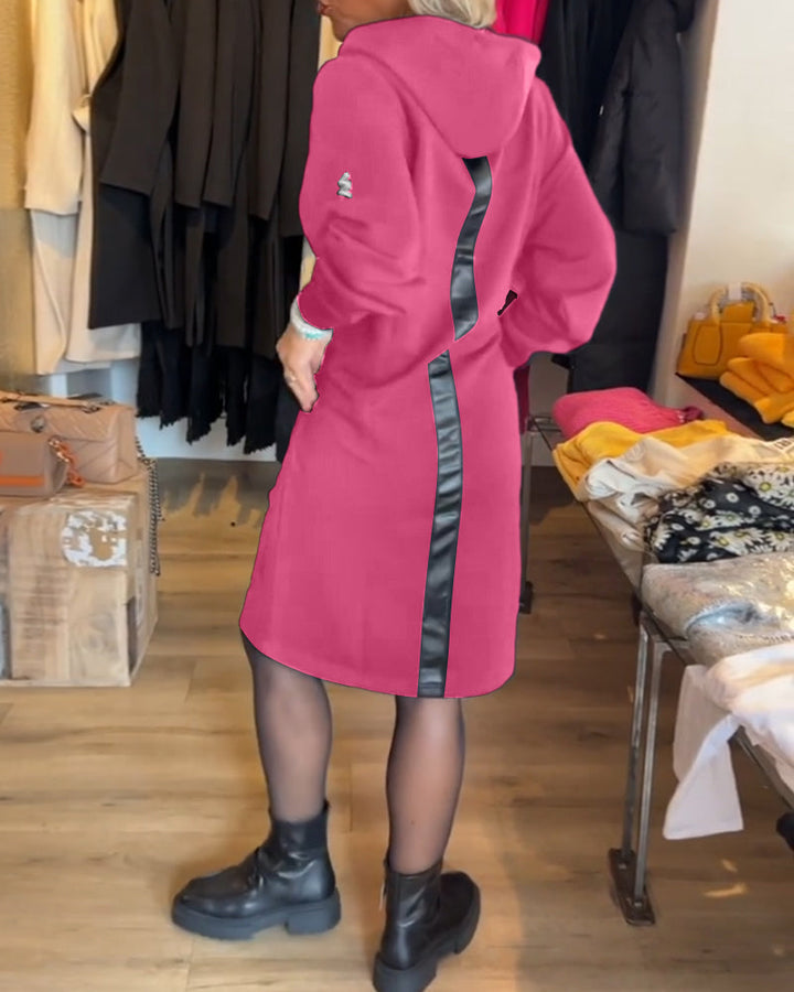 Robe à capuche unie avec poches