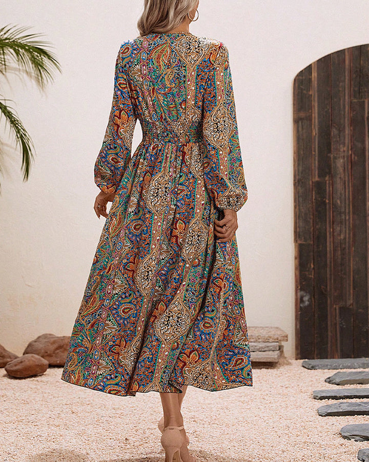Robe élégante imprimé cachemire multicolore