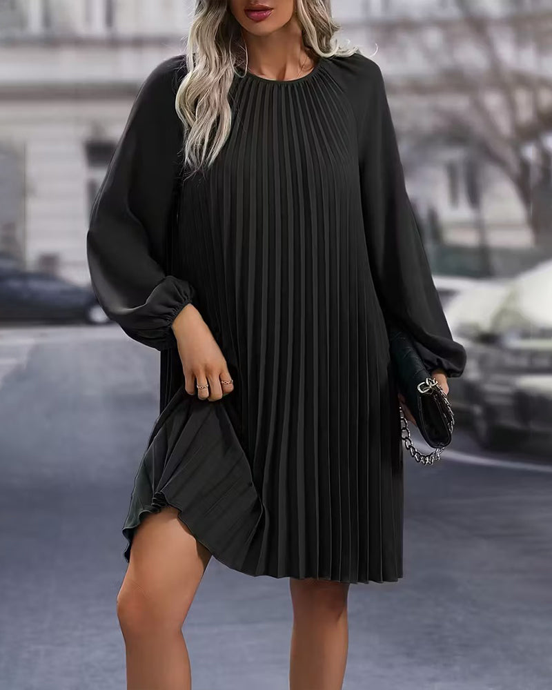 Robe Mode Couleur Unie Plissée