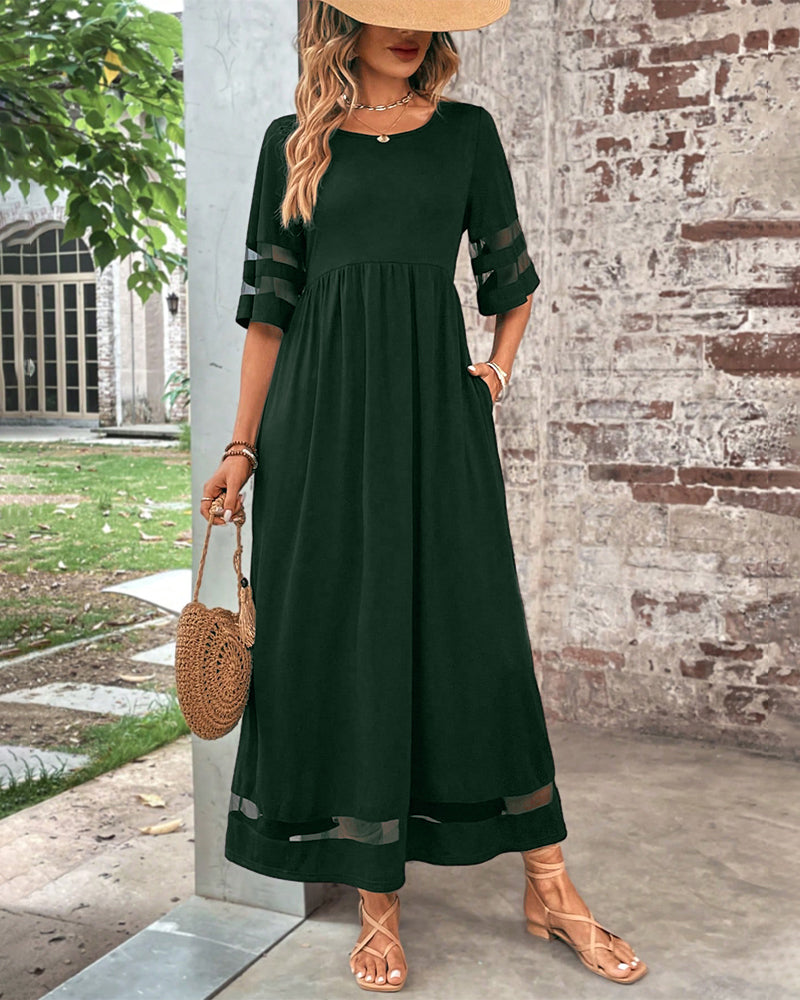 Robe élégante à Manches Mi-Longues Et Col Rond Décontracté