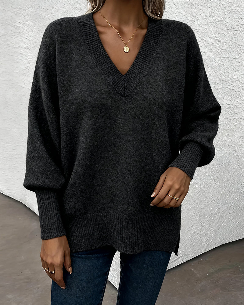 Pull Manche Lanterne Encolure En V