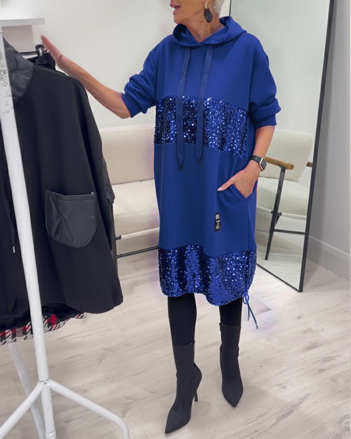 Robe À Capuche Avec Patchwork Tendance