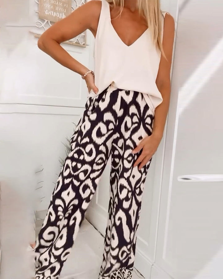 Pantalon de survêtement à poche imprimé rétro