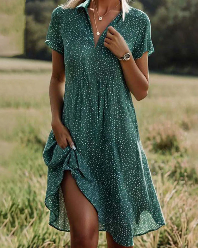 Robe florale décontractée à revers