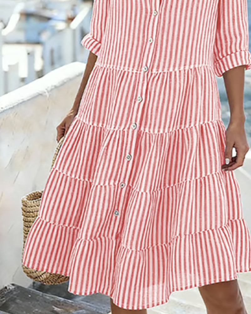 Robe Chemise À Rayures Verticales