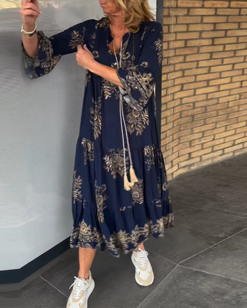 Robe Vintage ample à col en V