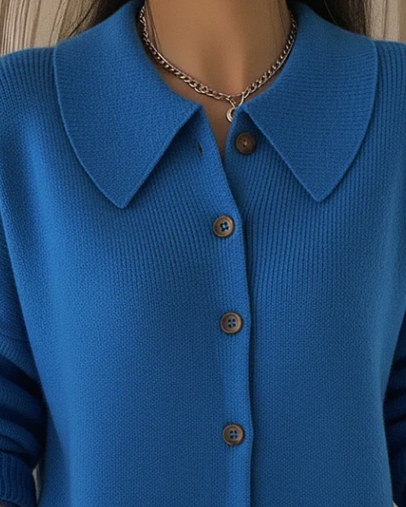Pull Manches Longues À Revers Boutonnés