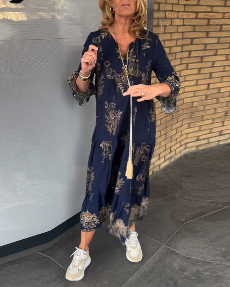 Robe Vintage ample à col en V