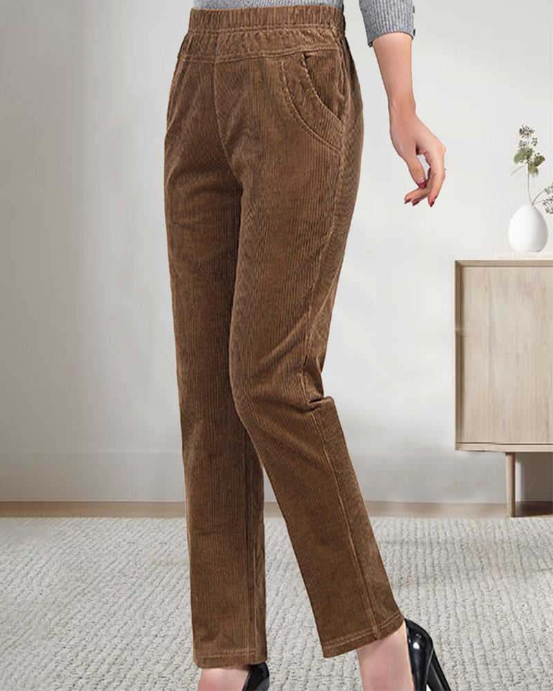 Pantalon de poche décontracté de couleur unie